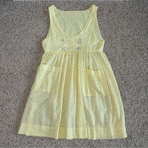 Vintage girls handmade yellow floral jumper farm animal themed ceramic buttons